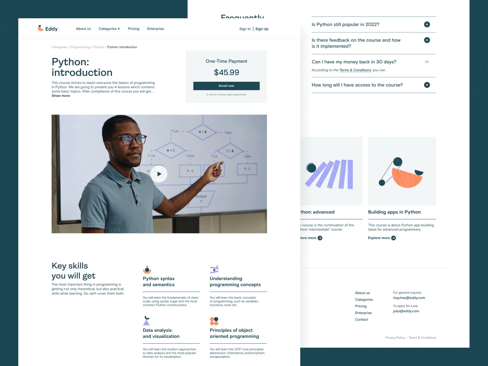 Eddy – EdTech Platform Course Details branding course design e learning edtech geometry graphic design icons illustration interface logo product design shapes typography ui unikorns ux web course web page