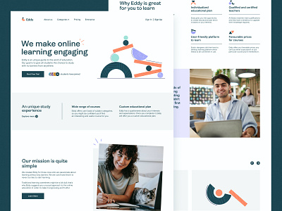 Eddy – EdTech Platform Homepage branding course design edtech geometry graphic design hero homepage illustration interface product design shapes ui unikorns web course