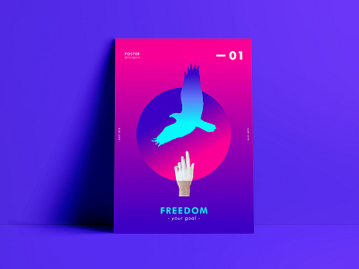 Freedom adobe affiche blue colors conceptual flat illustration moderne poster sketch