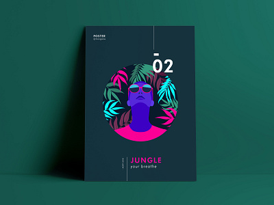 Jungle 2d adobe affiche color contrast flat green illustration illustrator jungle minimal poster typography
