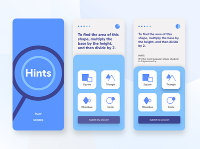 Hints - Game Design Concept app concept game app mobile design mobile ui ui