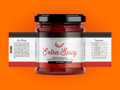 Extra Spicy Salsa Label brand design design food graphic design illustration layout design logo logo design package design typography