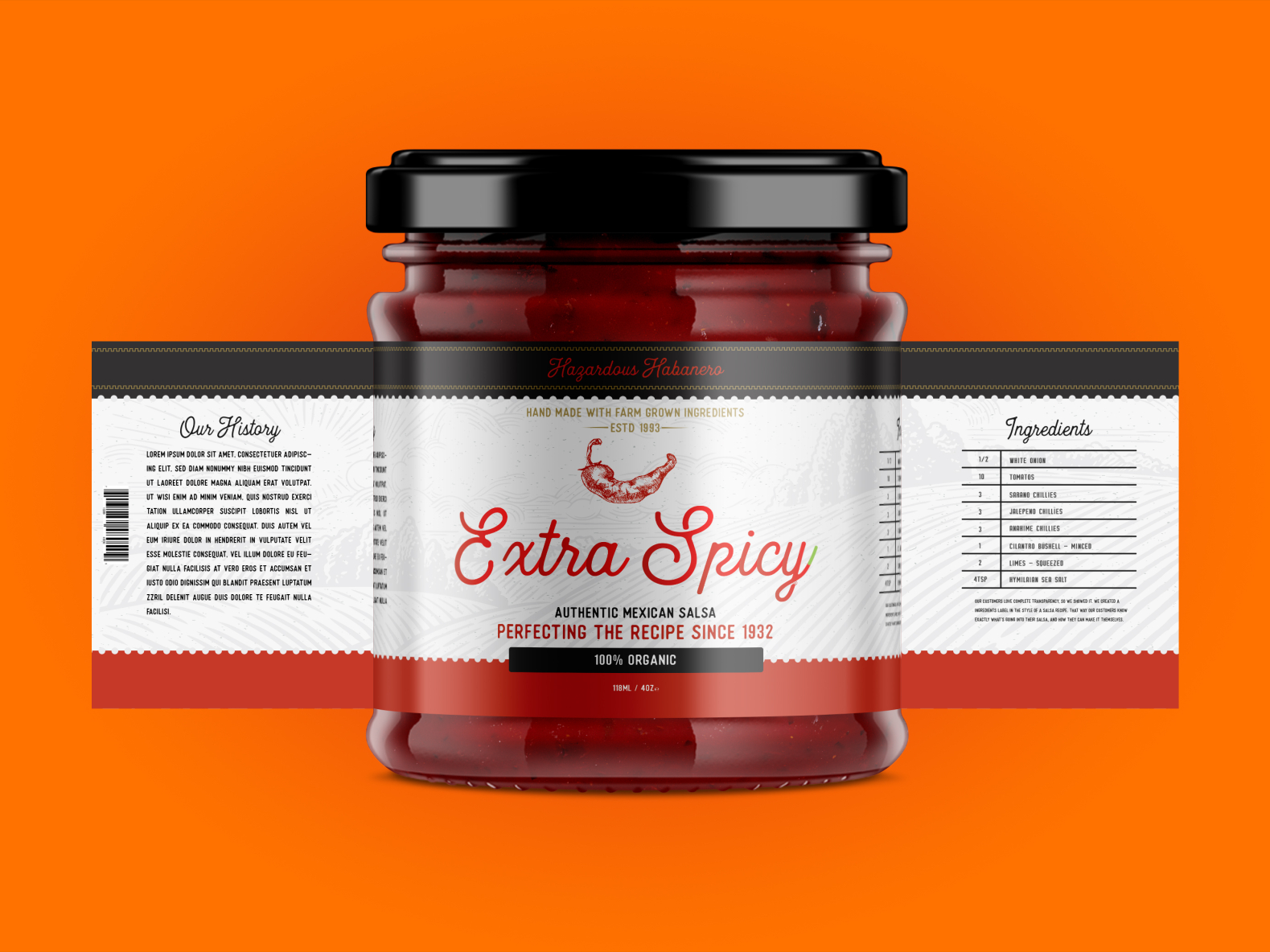 Extra Spicy Salsa Label by Jesse Cervantes on Dribbble