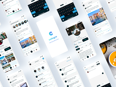 Collegro. — A Social Media App Design — Light Mode — UI Kit app design desktop mockup figma fiverr freelance graphic ui landing page landing page design light mode mobile app mobile mockup remote social media social media app ui ui design upwork ux ux design web design