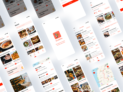 Grabite — A Food Ordering App Design — Light Mode — UI Kit app design delivery app desktop mockup figma fiverr food app food delivery app freelance graphic ui landing page mobile app mobile mockup prototype remote ui ui design upwork ux ux design web design