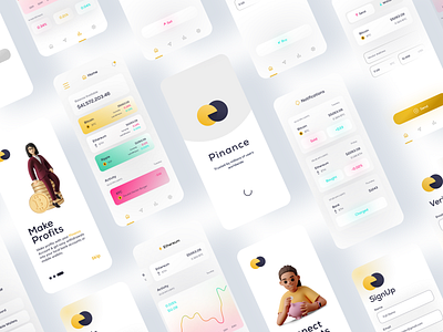 Pinance — A Crypto Trading Mobile App UI UX Design — Light Mode adobe xd app design crypto app crypto currency crypto trading currency app currency trading figma fiverr freelance light mode mobile app remote trading app ui ui design uiux upwork ux ux design