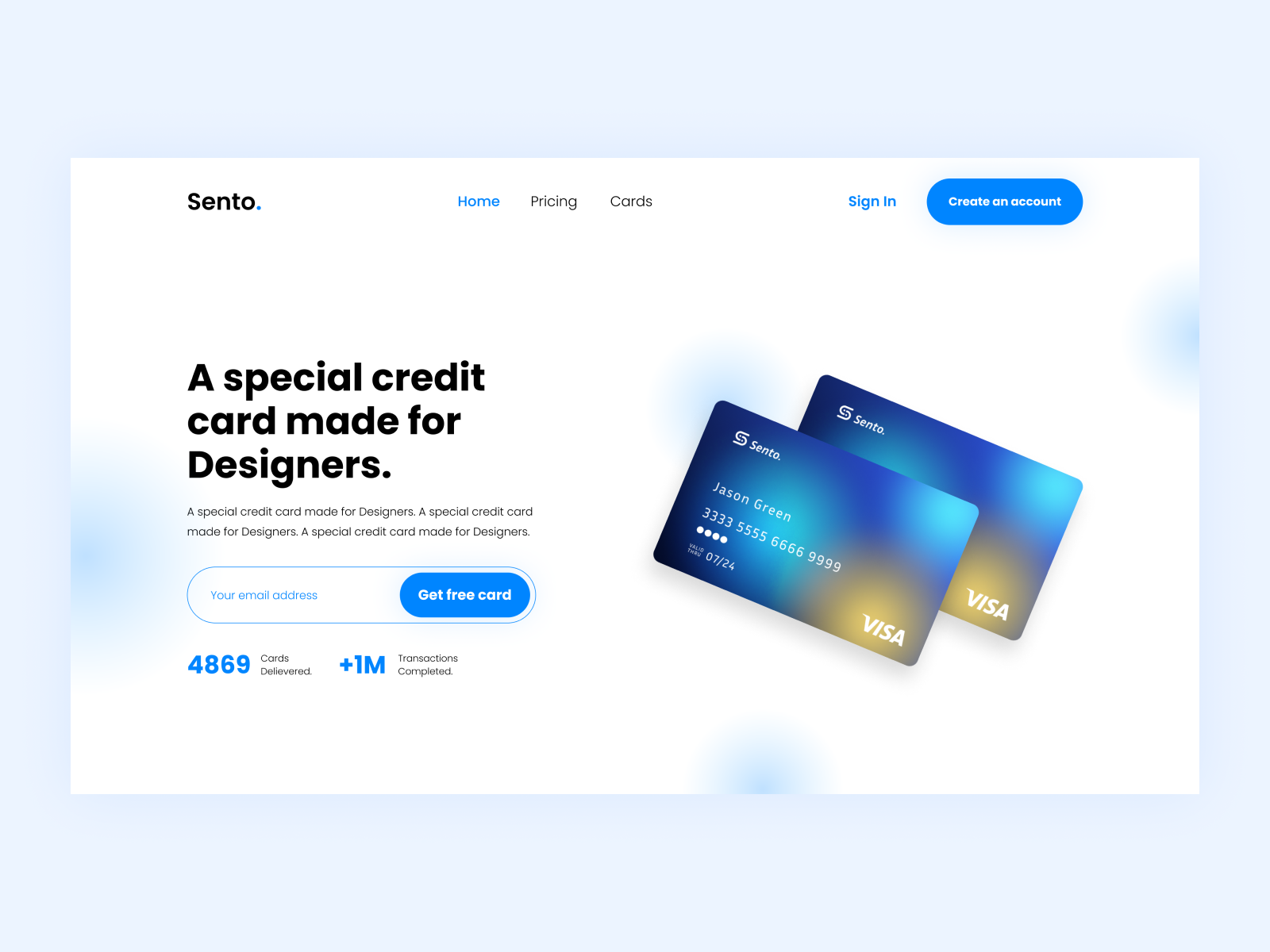 Sento. - A Fintech Mobile App - Landing Hero Section - UI UX by Ali ...