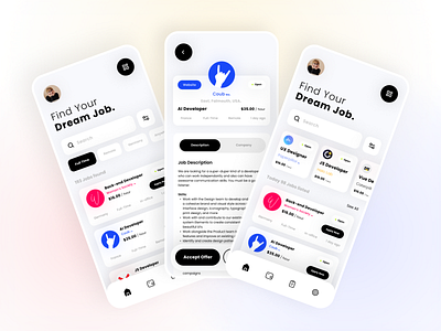 Recruitment & Job Finder Mobile App - UI/UX Design - Figma