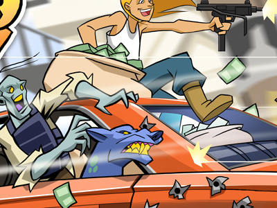 Ds Promo8 bank robbery bottle service comic digital getaway illustration mummy pencils