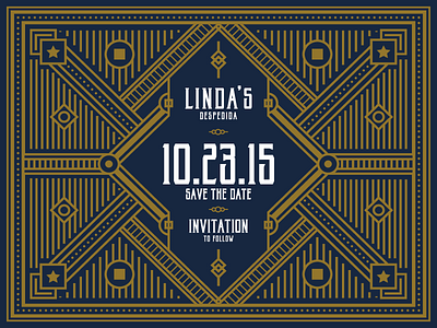 Linda's Despedida Save The Date art deco classic flat gold great gatsby invitation party save the date send off sophisticated