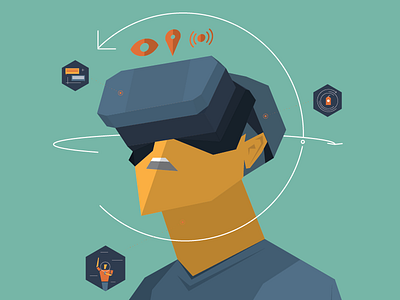 VR Experience editorial illustration flat geometry illustration technology virtual technology vr