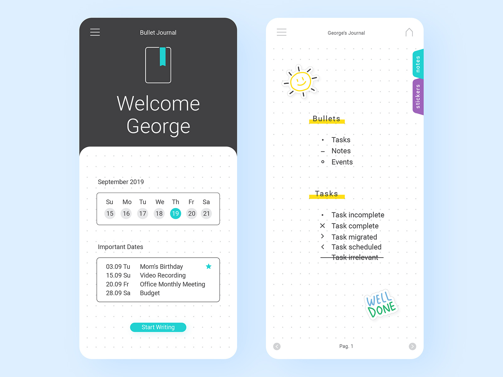 Nacional Casco Pedagogía Bullet Journal App by 540studio on Dribbble