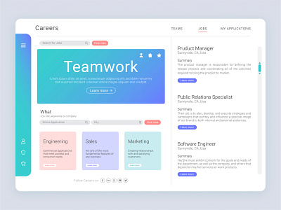 Job Search | Careers Website app application applications branding budgets careers dashboard design flat job board jobs marketing mobile product design sales team teamwork ui design ux website