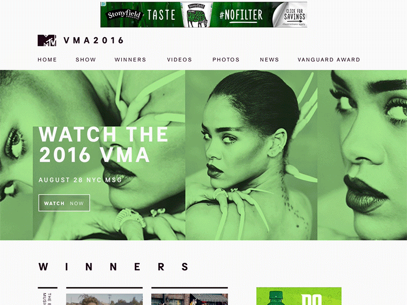 MTV VMA Post Show Page clean design layout overview responsive web webdesign website
