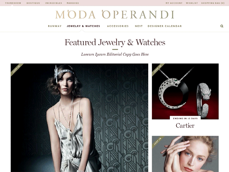 Fashion E-commerce Jewelry Page design ecommerce editorial fashion mockup responsive ui visualdesign web webdesign