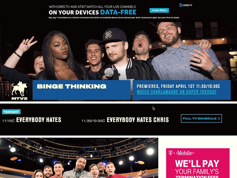 MTV2 Rebrand Home Page Prototype