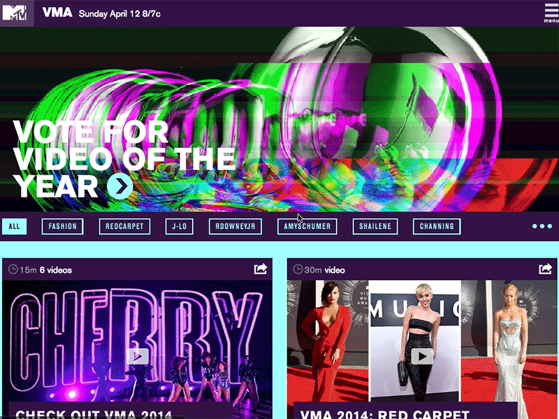 MTV VMA Event Site branding event html music prototype responsive ui visualdesign web webdesign