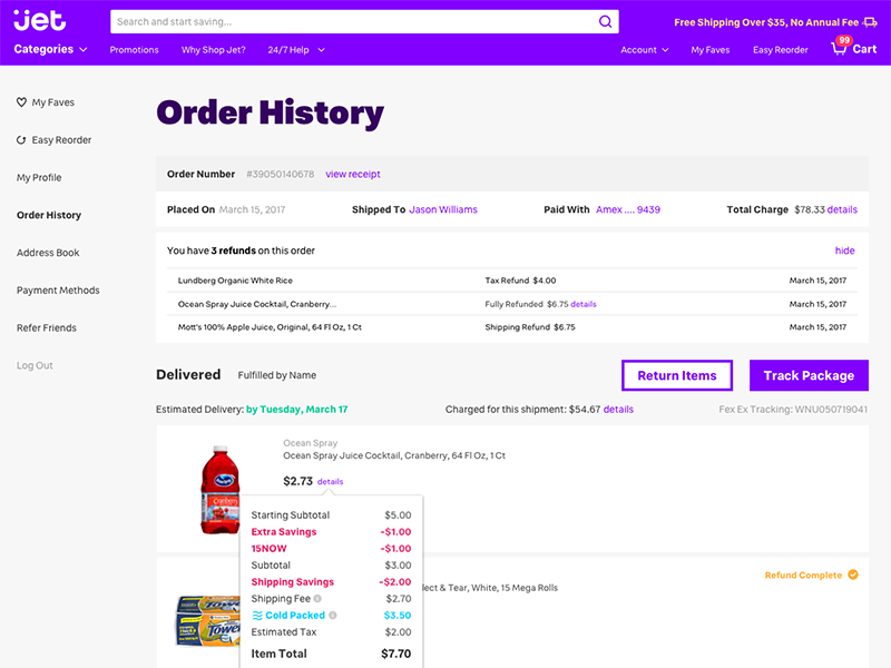 Reorder From Order History