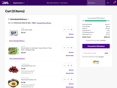 Cart – Jet.com add to cart cart checkout ecommerce jet order product card redesign responsive responsive design responsive layout shop summary
