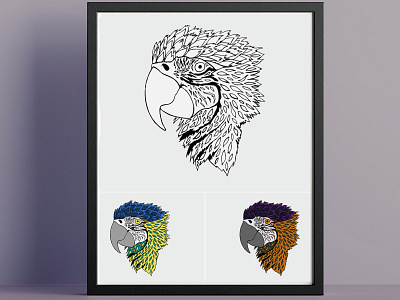 Mandala Parrot art digital painting drawing handmade illustration