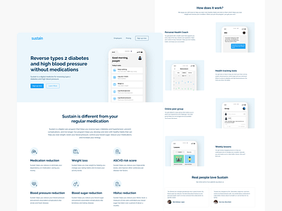 Sustain landing page design digital health digital therapeutics figma health healthcare landing page lifebox labs sustain ui ux web design