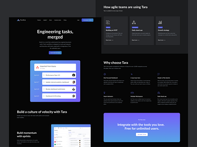 Web Page Redesign (Dark) - Tara.ai branding design homepage landing page project management ui ux web website