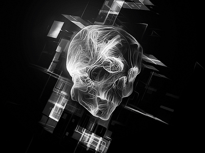 Skull 3d ae art black and white c4d design mono particles ps skull stream