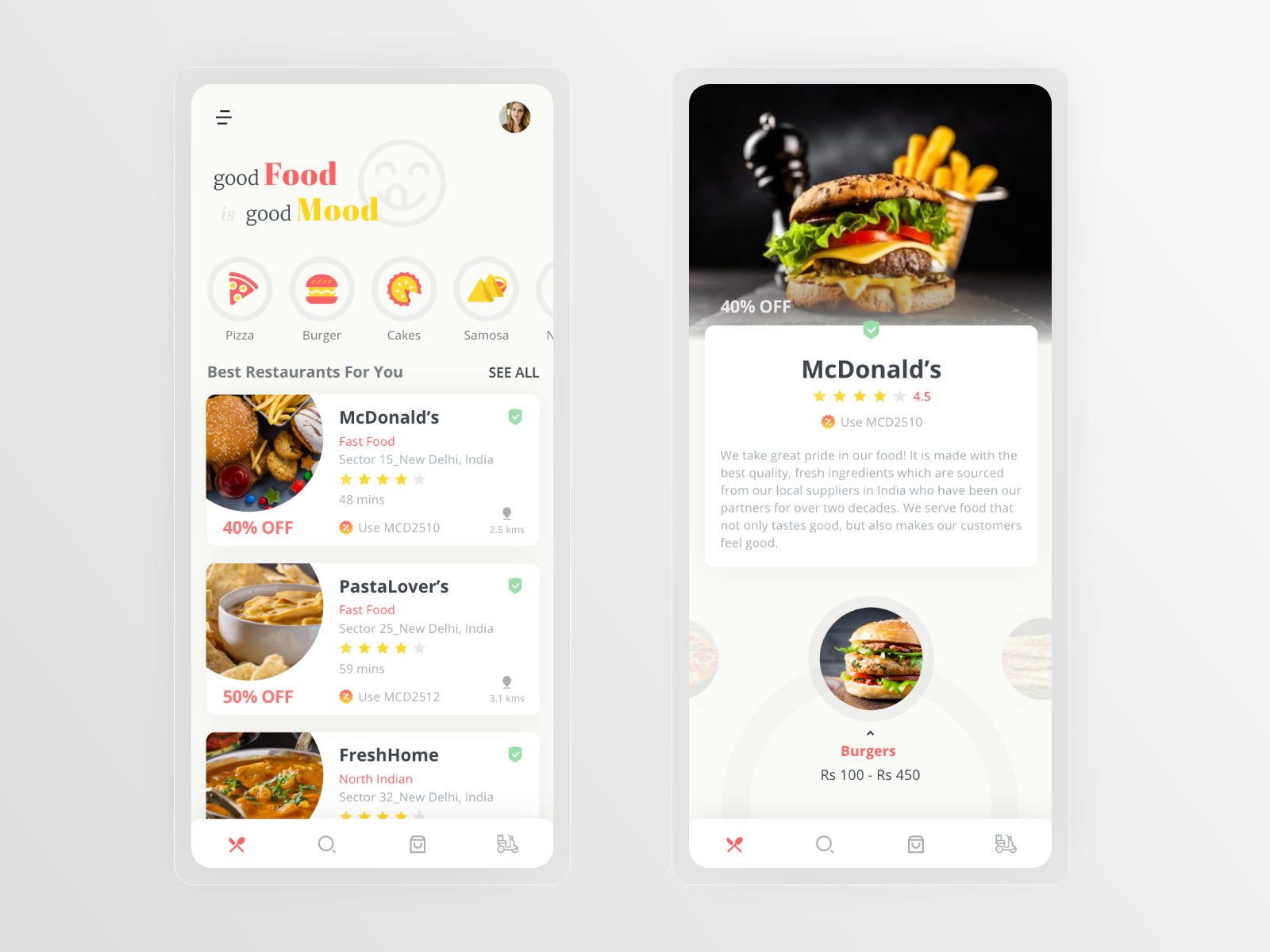 Food App concept by Bhavuk Thakur on Dribbble