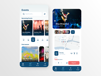 Music Events Concept UI UX app clean ui daily 100 challenge dailyui dailyuichallenge graphicdesign minimal mobile app product design ui uitrend uiux uiuxdesigner user experience user interface design userinterface ux uxdesign uxdesigner uxui