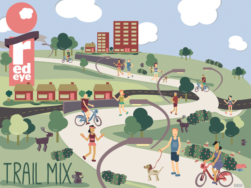 Trail Mix the 606 redeye outdoor exercise urban chicago trees clouds dog walker biker runner outdoors trail