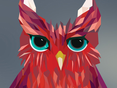 Red Owl geometric illustrator owl vector