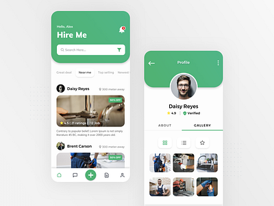 Hire Me App branding design illustration logo ui ux vector web website