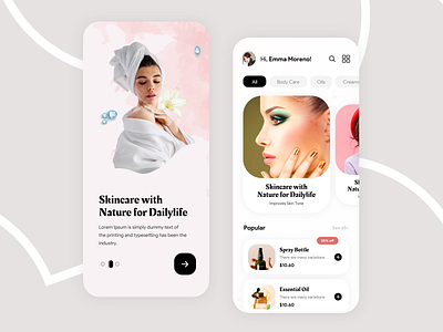 Skincare Beauty Mobile App Design animation branding design graphic design illustration logo motion graphics ui ux vector website