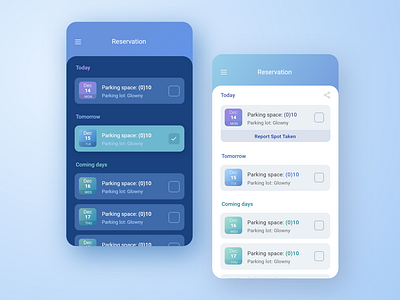 Parking space booking app - Concept