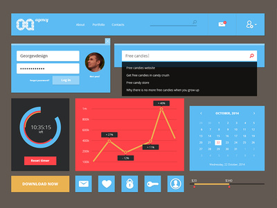 Flat UI kit /.PSD Freebie/