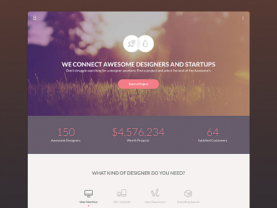 Awesome.to landing page awesome flat home landing page stats ui ux