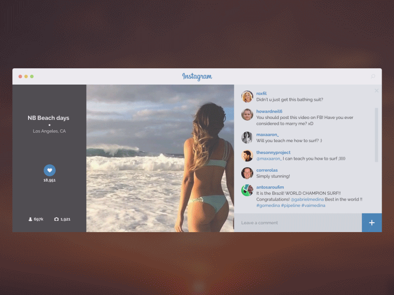 Instagram widget concept animation concept flat instagram interaction ui ux widget