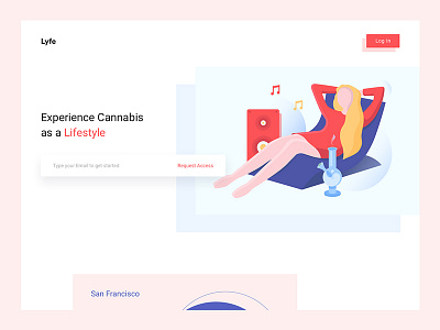 Lyfe.is - Cannabis Marketplace cannabis girl illustration landing marijuana marketplace page shop smoke weed