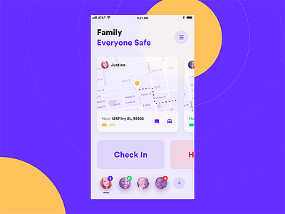 Family safety app concept check in family location map navigation route safety ui ux