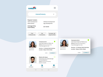 Careerki Connect app design careerki connect mentoring