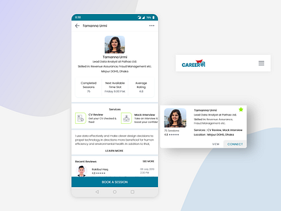 CareerKi Professional Profile app design careerki mentoring user profile