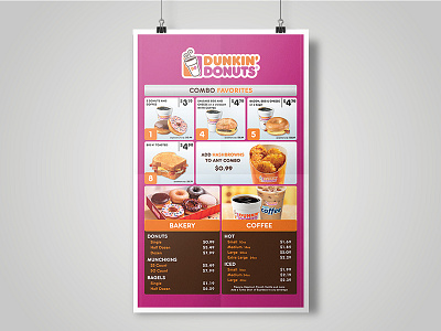 Dunkin' Donuts Poster dunkin donuts menu menu board menu poster poster print print design