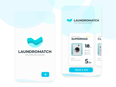 Landromatch - The coinless App app blue design illustration laundry app logo payment ui xd