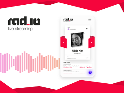 Rad.io - Live Streaming Application app blue bright colors bright red design radio red streaming streaming app ui xd