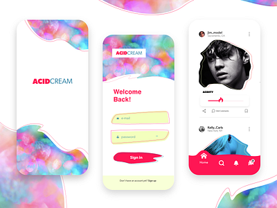 ACID CREAM app acid app colorful design mobile app design mobile ui pattern ui xd