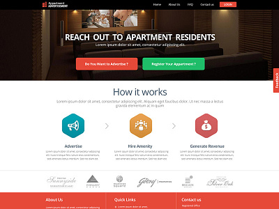 Apartment Advertising homepage landing page