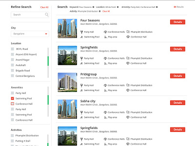 Search Listing Page listing seach
