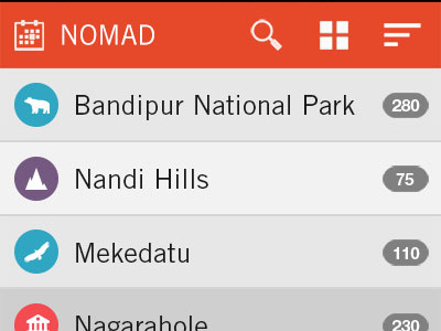 Nomad - Main Screen action bar android list list activity