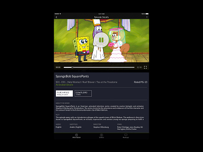 Etisalat eLife - Episode Details android app details devices digital design entertainment episode interface ios mobile page product design spongebob streaming tv show ui user interface ux web design website