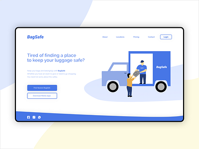 BagSafe - Website Concept Design adobexd art bagsafe blue design flat illustration luggage minimal minimalist procreate safety sketch tablet ui user experience user interface ux website website concept